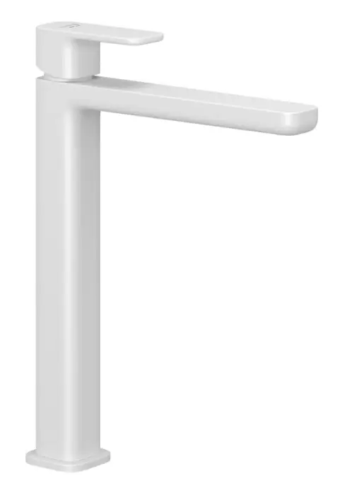 Смеситель для раковины-чаши KLUDI RENON керамический картридж, высокий излив, однорычажный, белый матовый (422985375)