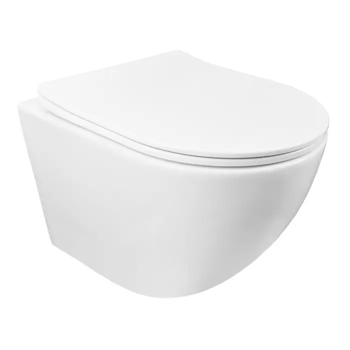 Унитаз подвесной Azario Grado 490х370х370 безободковый, в комплекте с сидением микролифт, белый (AZ-0046 SP)